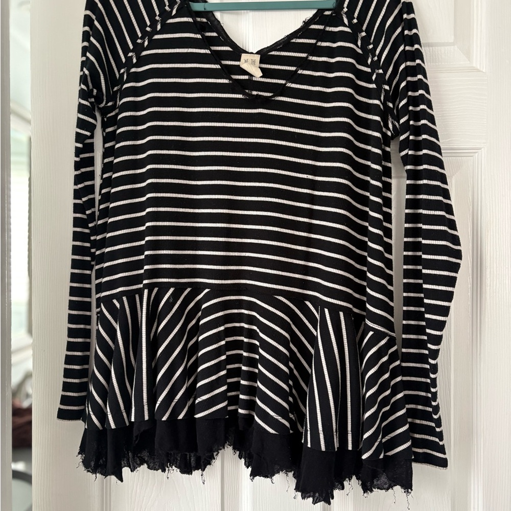 We The Free Black and White Striped Women's flowy Top medium